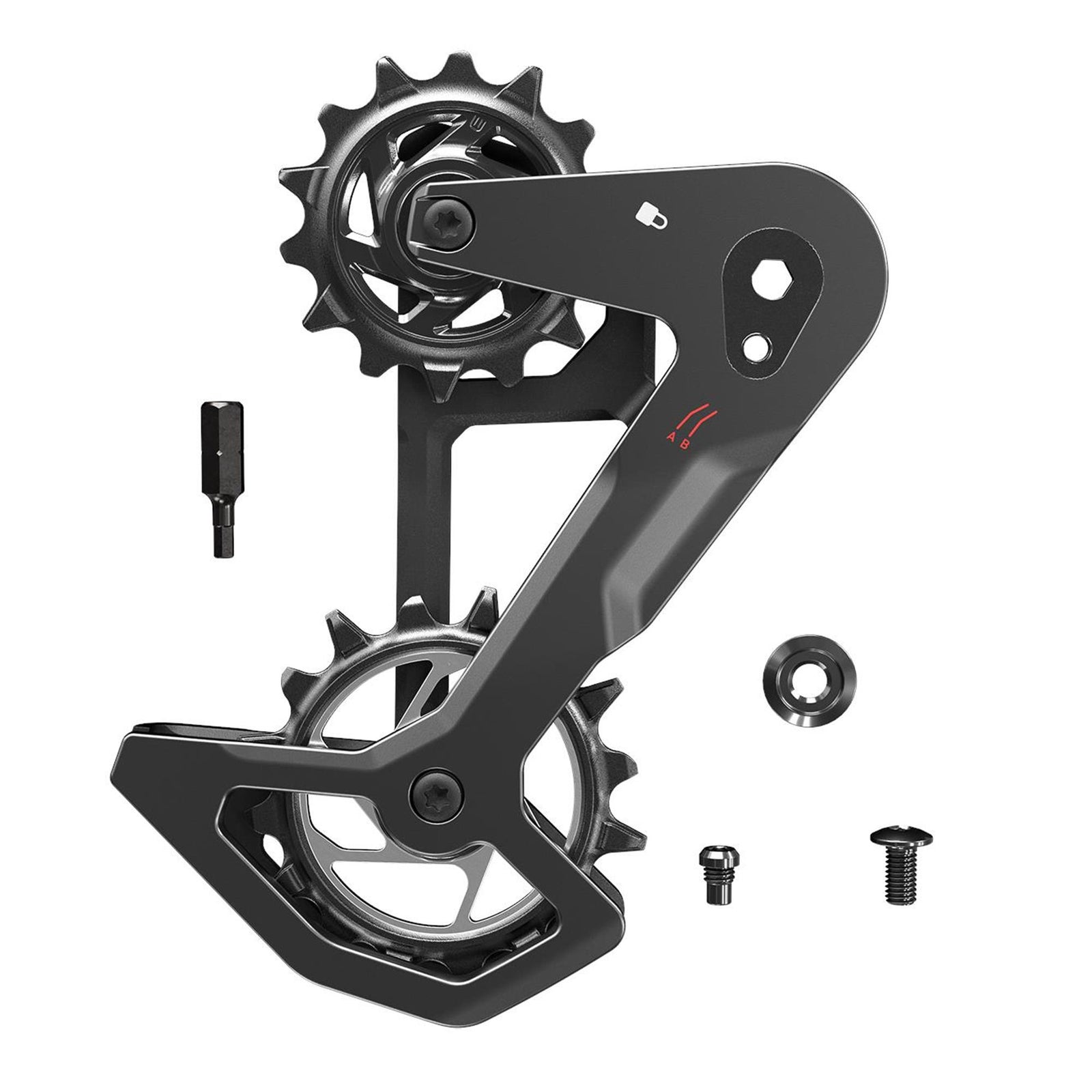 SRAM Rear Derailleur Cage Kit Carbon T-Type Eagle AXS Without Damper (Replacement Outer And Inner Cages, Bit Driver Hex3, Including Pulleys)